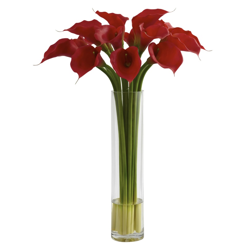 Red Calla Lily W/Large Cylinder Vase