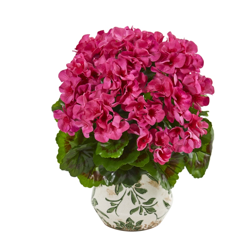 12” Geranium Artificial Plant in Vase