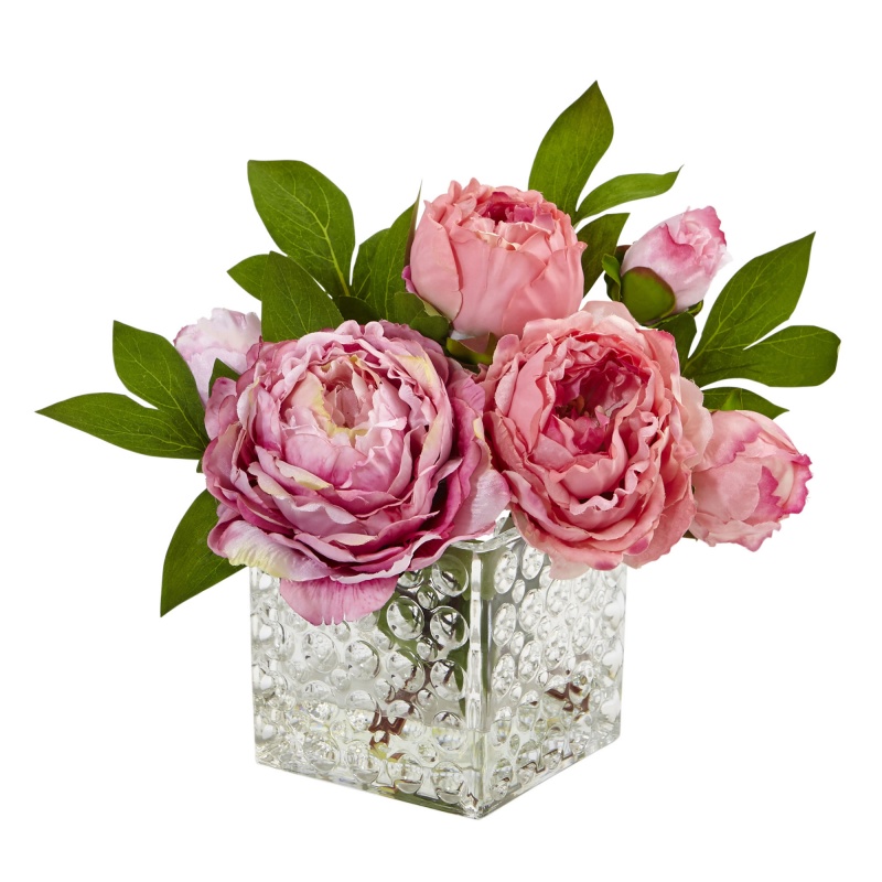 Peony In Glass Vase
