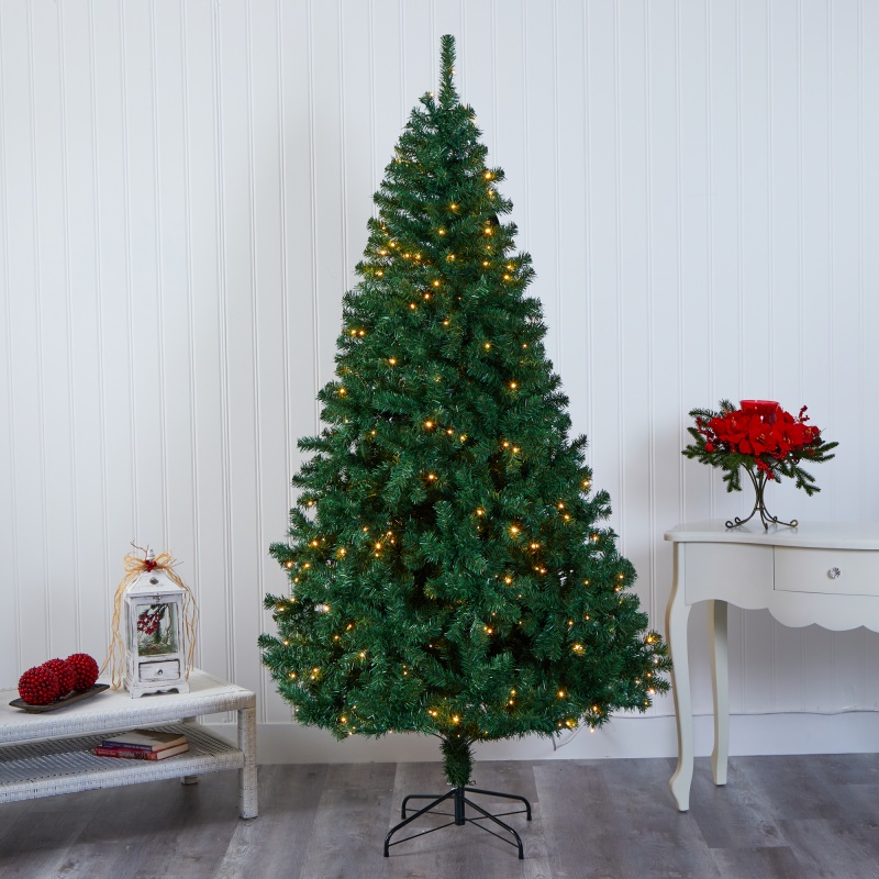 7.5' Northern Tip Pine Artificial Christmas Tree With 400 Clear Led Lights