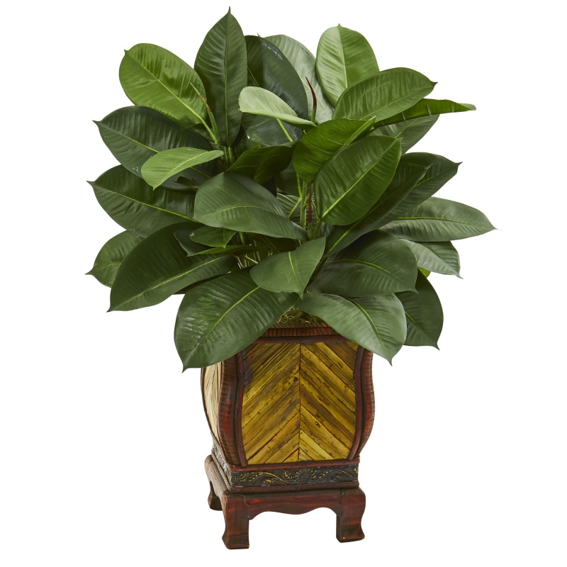 31” Artificial Rubber Plant In Decorative Planter