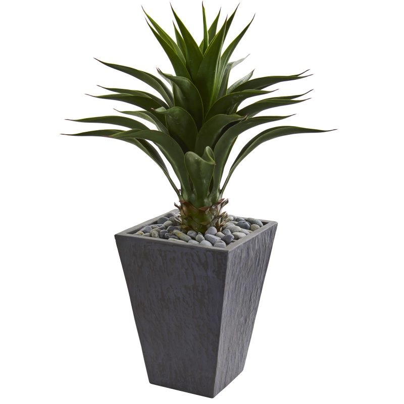 Agave Artificial Plant In Slate Finished Planter