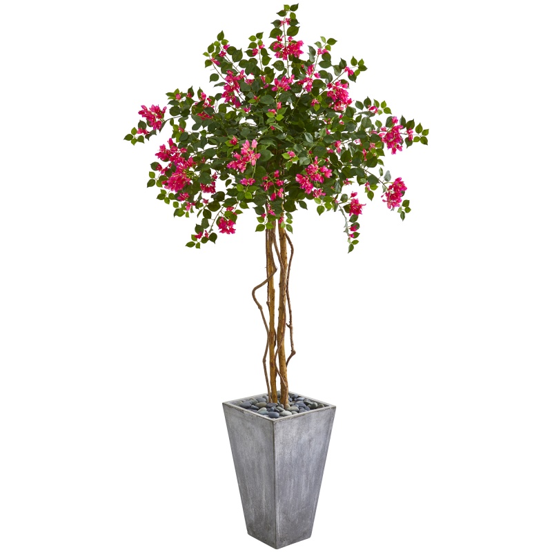 6.5’ Bougainvillea Artificial Tree In Cement Planter