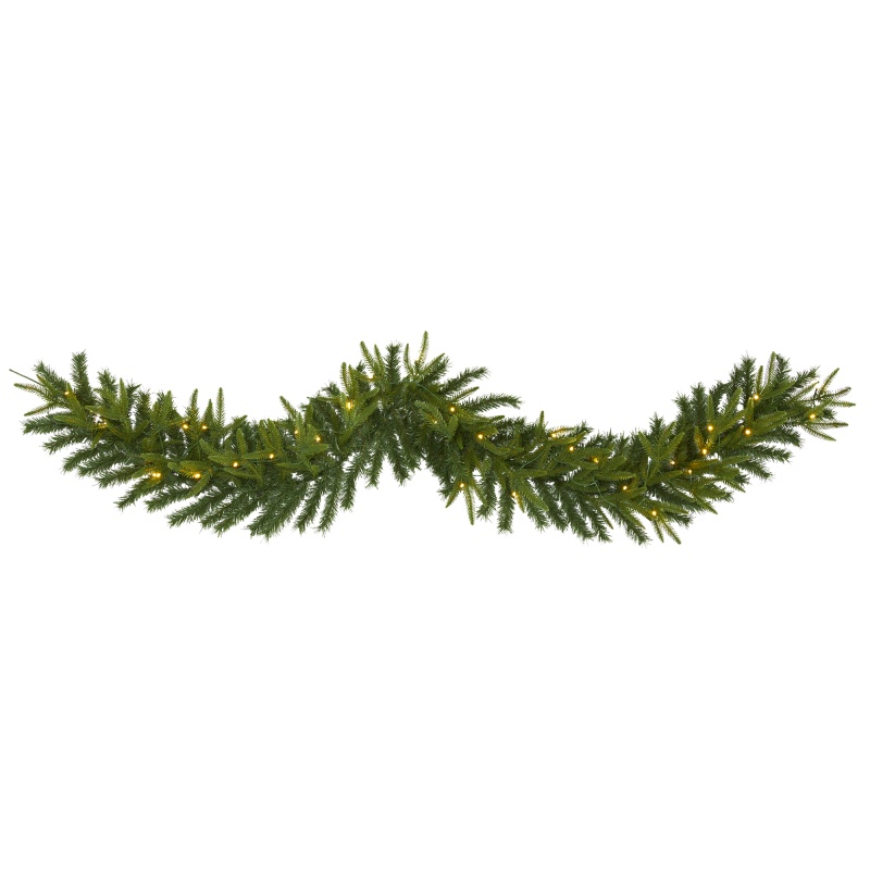6’ Green Pine Artificial Christmas Garland With 35 Clear Led Lights