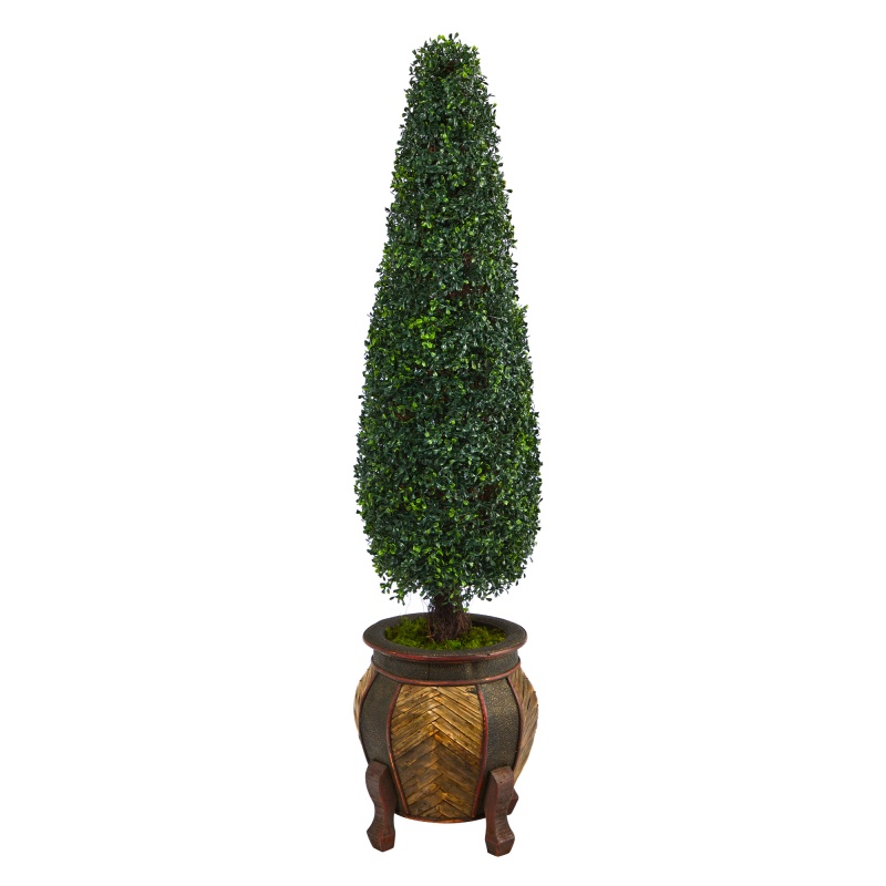59” Boxwood Topiary Artificial Tree In Decorative Planter Uv Resistant (Indoor/Outdoor)