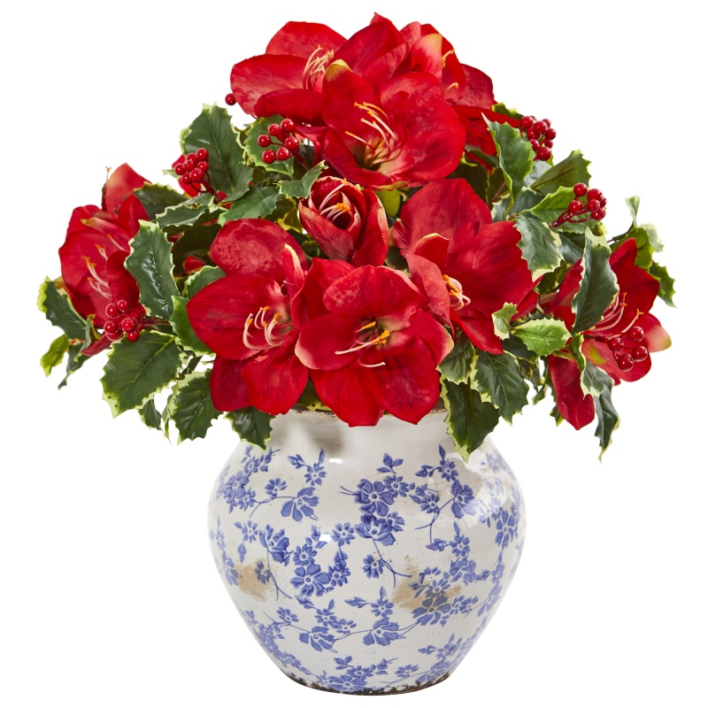 Artificial Red Amaryllis Arrangement
