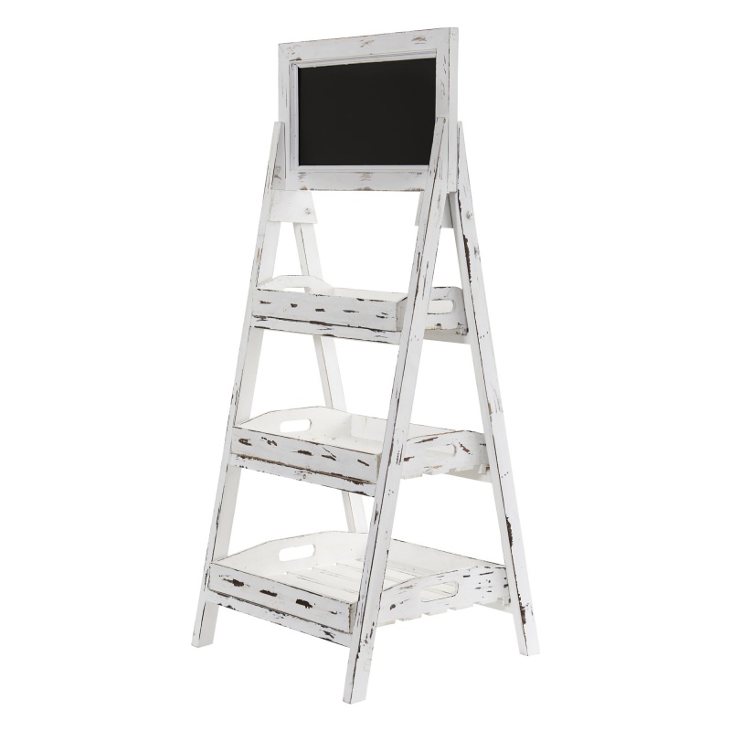3’ White Washed Farmhouse Stand With Chalkboard