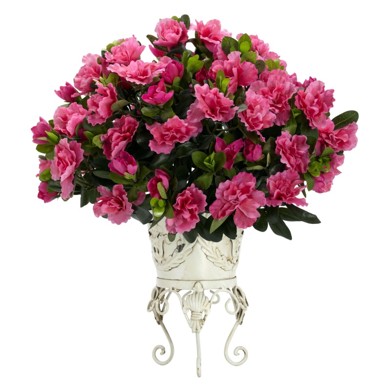 Azalea W/Metal Planter Silk Plant
