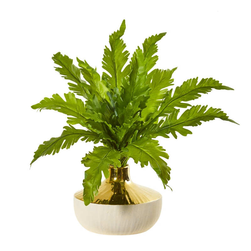 16” Fern Artificial Plant In Designer Vase