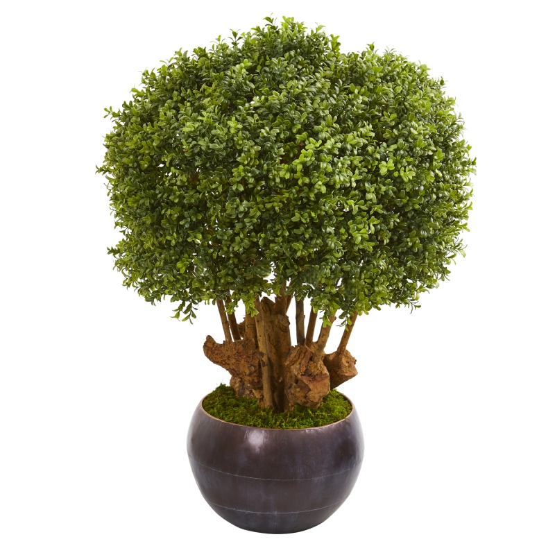 38” Boxwood Artificial Topiary Tree In Decorative Bowl (Indoor/Outdoor)