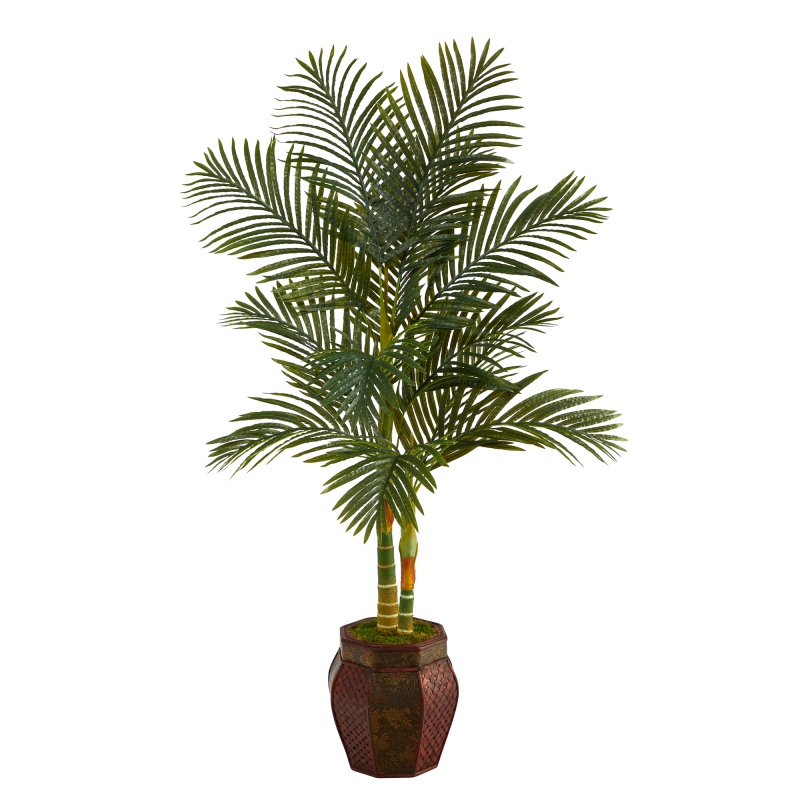 5.5’ Golden Cane Artificial Palm Tree In Decorative Planter