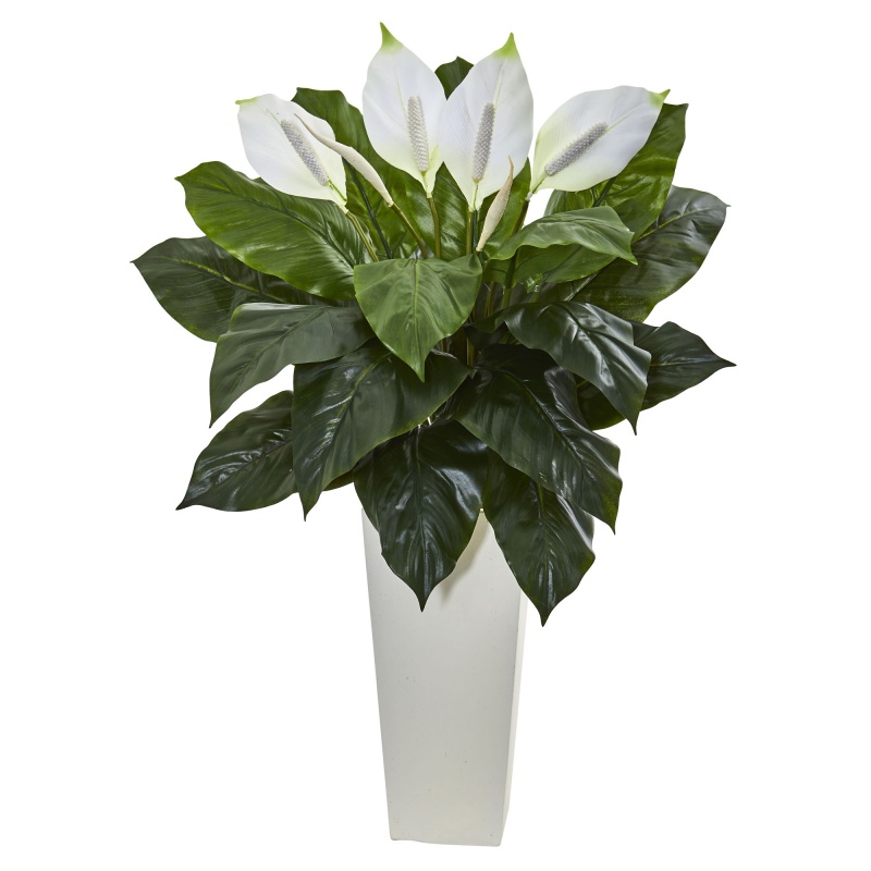 3’ Spathifyllum Artificial Plant In White Tower Planter