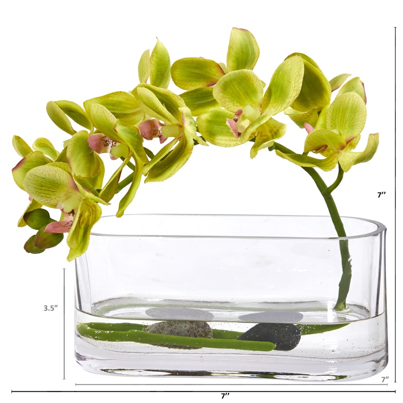 Phalaenopsis Orchid Artificial Arrangement In Glass Vase
