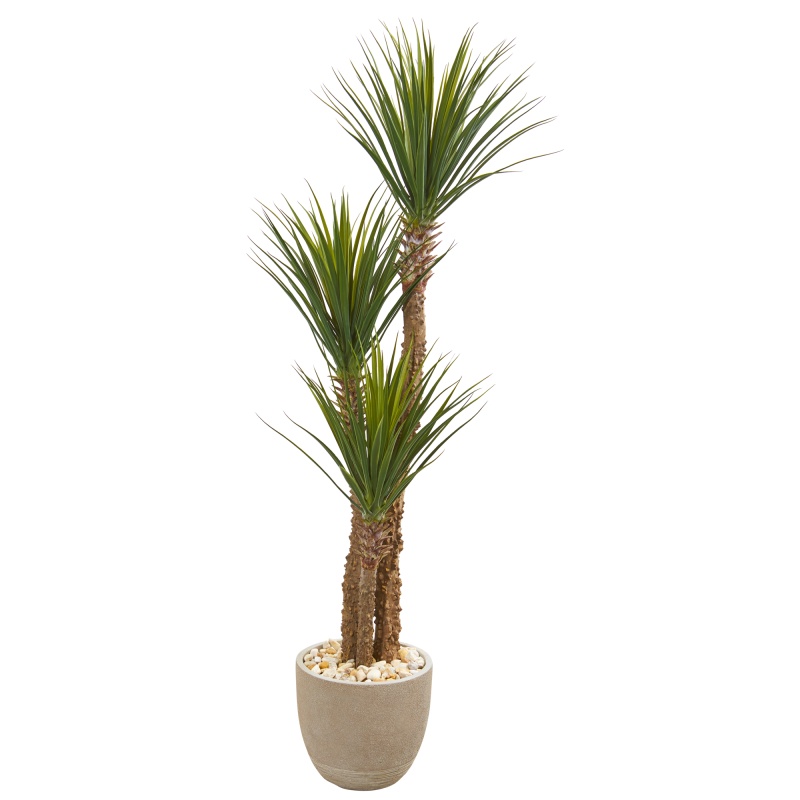 63” Yucca Artificial Tree In Sandstone Planter