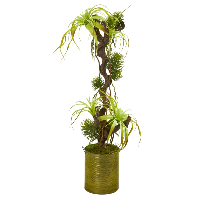 45” Tillandsia Artificial Plant In Green Planter