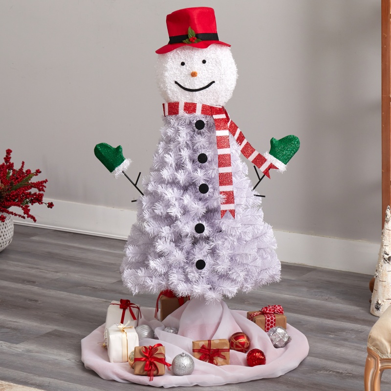 4’ Snowman Artificial Christmas Tree With 234 Bendable Branches