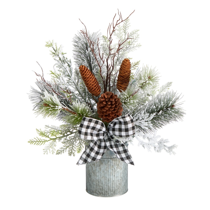 20” Holiday Winter Greenery Christmas Arrangement