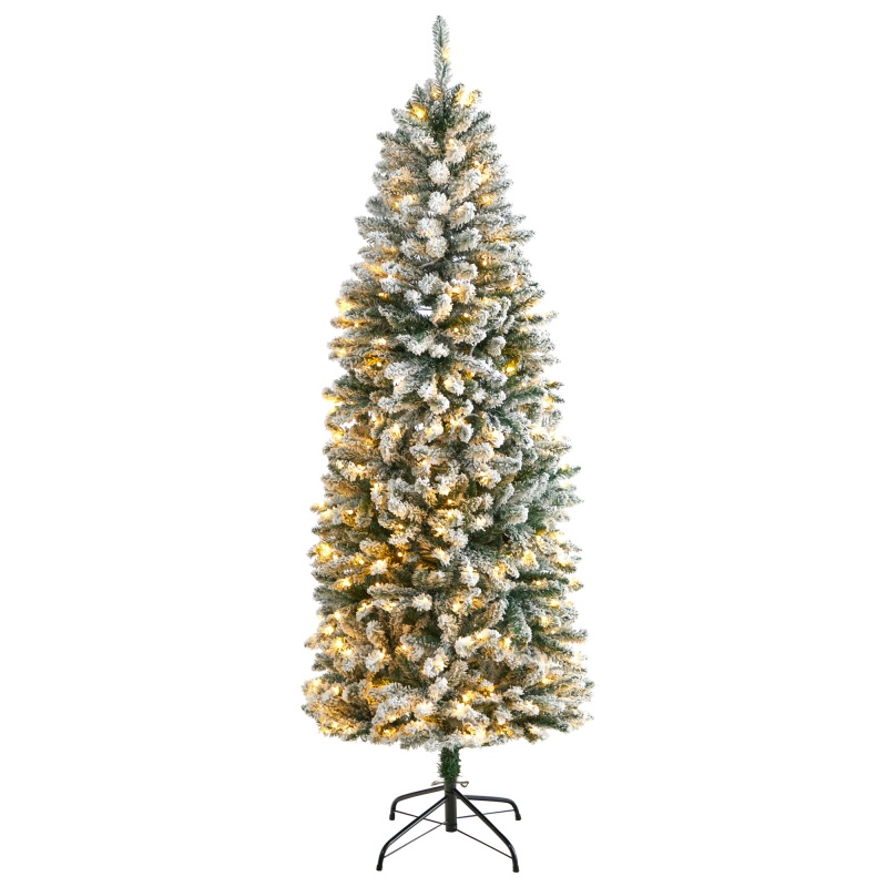 6’ Slim Flocked Montreal Fir Artificial Christmas Tree