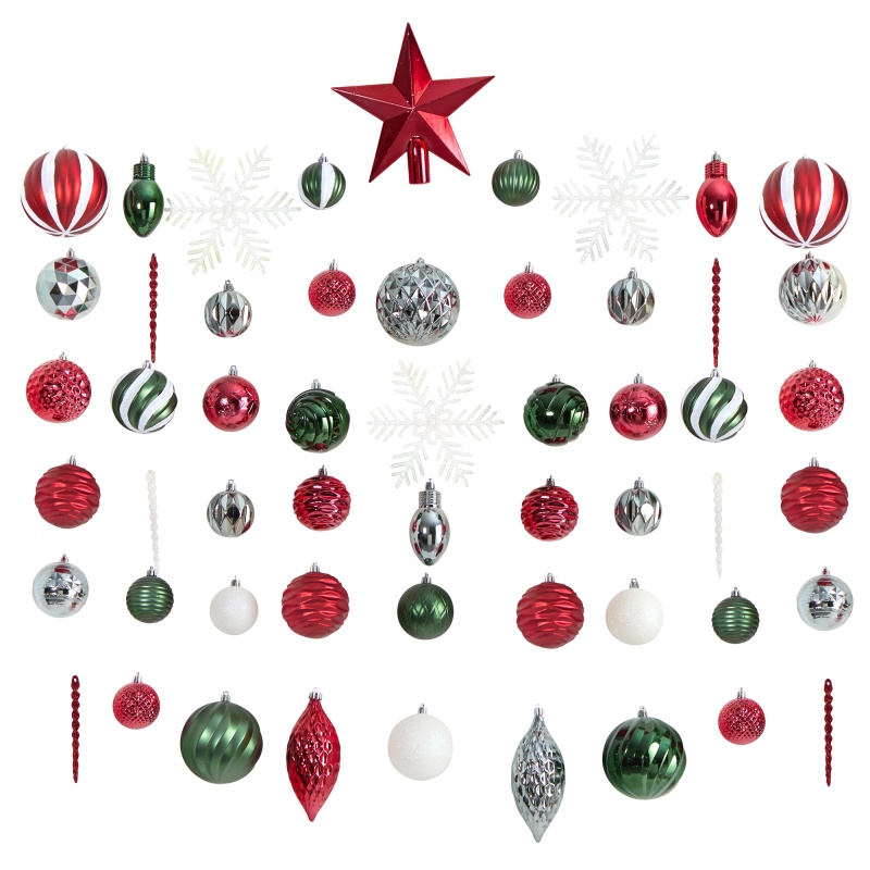 Holiday Deluxe Shatterproof 100 Count Christmas Tree Ornament Box Set