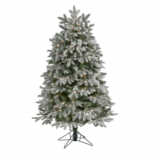 5' Flocked Colorado Mountain Fir Artificial Christmas Tree with 300 Warm White Microdot LED Lights
