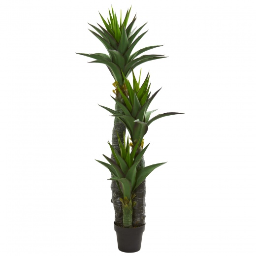 5ft Decorative Yucca Artificial Tree in Black Planter
