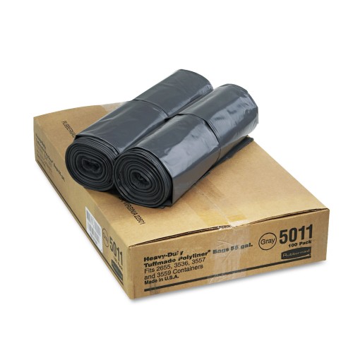 AccuFit Accufit Low-Density Can Liners, Black, 55 gal, 0.9 mil 40 x 53 100/Carton