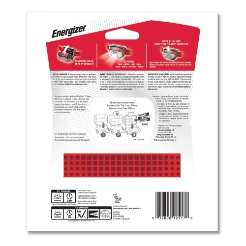 Energizer Led Headlight, 3 Aaa Batteries , Red
