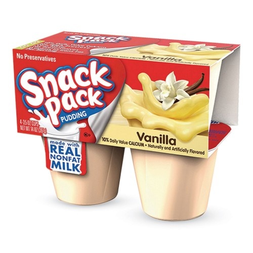 Snack Pack Pudding Cups, Vanilla, 3.5 Oz Cup, 48/Carton