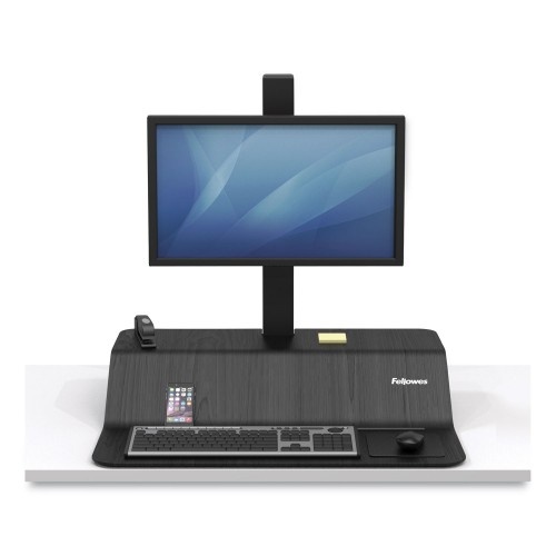 Fellowes Lotus Ve Sit-Stand Workstation, 29" X 28.5" X 27.5" To 42.5", Black