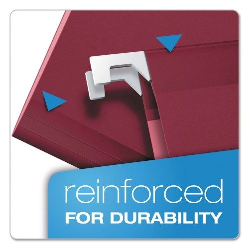 Pendaflex Colored Reinforced Hanging Folders, Legal Size, 1/5-Cut Tab, Burgundy, 25/Box