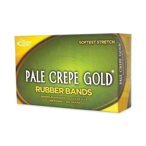 Alliance Pale Crepe Gold Rubber Bands, Size 33, 0.04" Gauge, Golden Crepe, 1 Lb Box, 970/Box