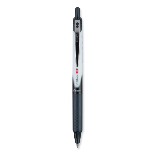 Pilot Vball Rt Liquid Ink Roller Ball Pen, Retractable, Extra-Fine 0.5 Mm, Black Ink, Black/White Barrel