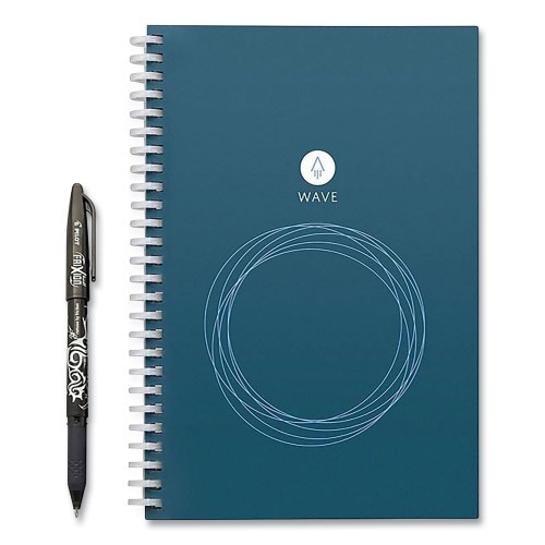 Rocketbook Wave Smart Reusable Notebook, Dotted Rule, Blue Cover, 8.9 X 6 Sheets
