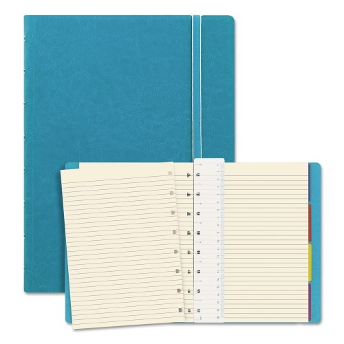 Filofax Notebook, 1-Subject, Medium/College Rule, Aqua Cover, 8.25 X 5.81 Sheets