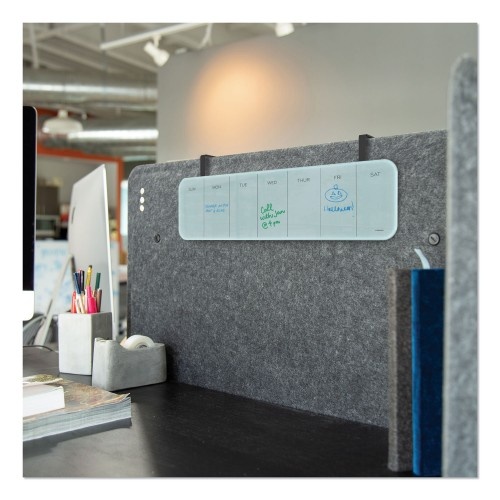U Brands Cubicle Glass Dry Erase Board, Undated One-Week, 20 X 5.5, White Surface
