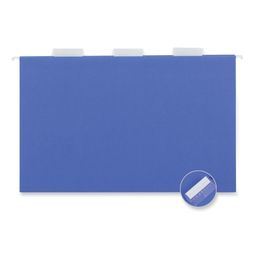 Universal Deluxe Bright Color Hanging File Folders, Legal Size, 1/5-Cut Tabs, Blue, 25/Box