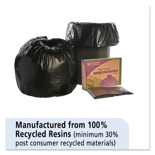 Abilityone 810501 Skilcraft Recycled Content Trash Can Liners, 30 Gal, 1.3 Mil, 30" X 39", Black/Brown, 100/Carton