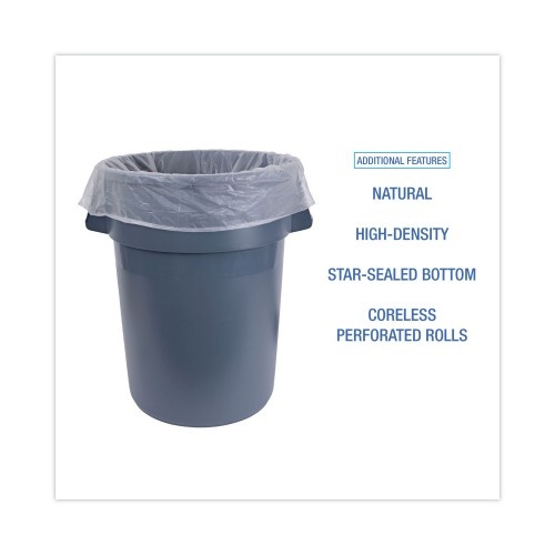 Boardwalk High-Density Can Liners, 45 Gal, 13 Microns, 40" X 46", Natural, 25 Bags/Roll, 10 Rolls/Carton