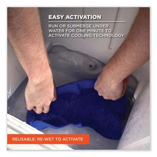Ergodyne Chill-Its 6602 Evaporative Pva Cooling Towel, 29.5 X 13, One Size Fits Most, Pva, Blue, 50/Pack, Ships In 1-3 Business Days