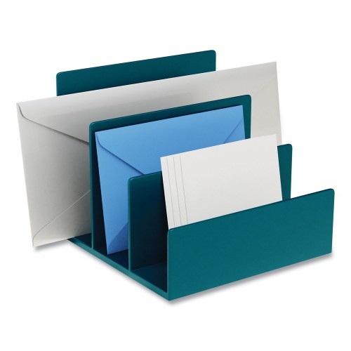 Tru Red Plastic Incline Mail Sorter, 3 Sections, Letter Size Files, 6.3 X 6.3 X 5.5, Teal