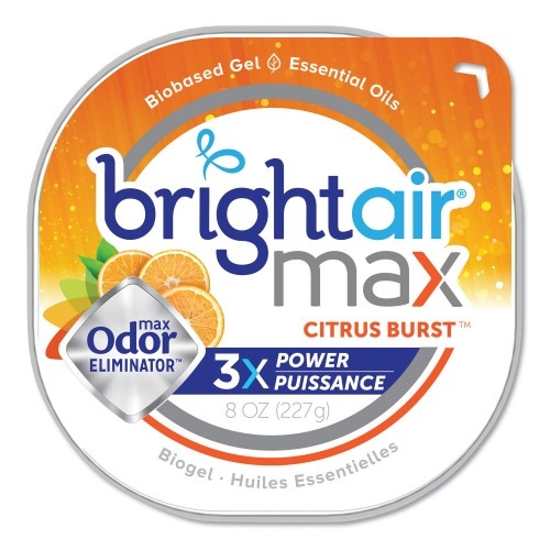 Bright Air Max Odor Eliminator Air Freshener, Citrus Burst, 8 Oz Jar, 6/Carton