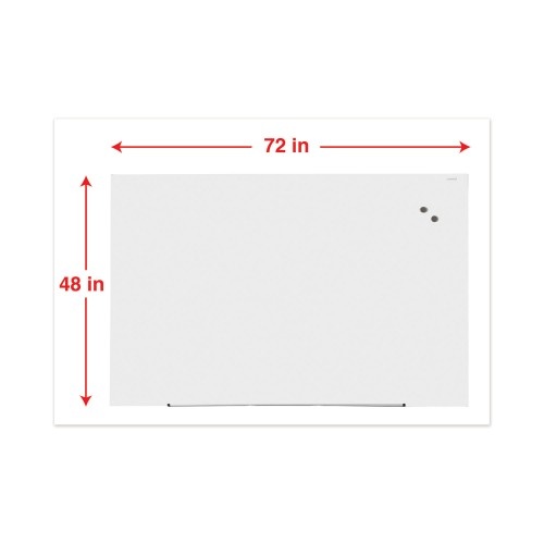 Universal Frameless Magnetic Glass Marker Board, 72" X 48", White