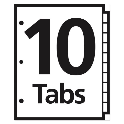 Office Essentials Table 'N Tabs Dividers, 10-Tab, 1 To 10, 11 X 8.5, White, Assorted Tabs, 1 Set