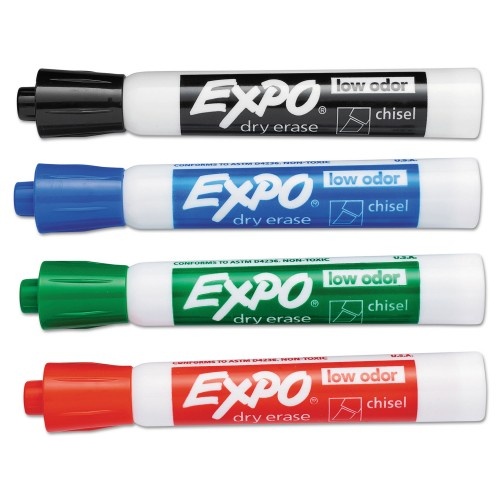 Low-Odor Dry Erase Marker Starter Set, Extra-Fine Bullet Tip