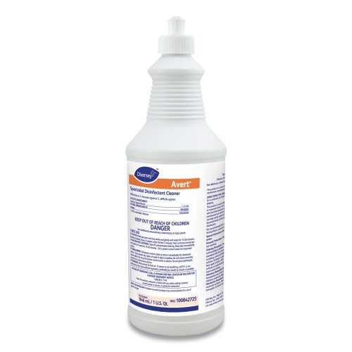 Diversey Avert Sporicidal Disinfectant Cleaner, 32 Oz Spray Bottle, 12/Carton