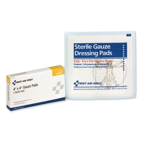 First Aid Only Gauze Pads, 4" X 4", 2/Box