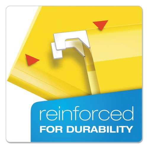 Pendaflex Colored Reinforced Hanging Folders, Letter Size, 1/5-Cut Tabs, Yellow, 25/Box