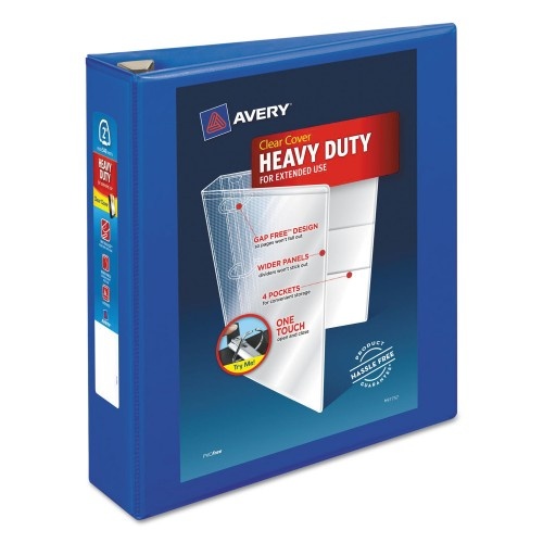 Avery Heavy-Duty View Binder With Durahinge And One Touch Ezd Rings, 3 Rings, 2" Capacity, 11 X 8.5, Pacific Blue