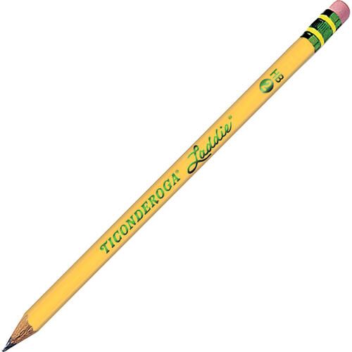 Dixon Ticonderoga Laddie Woodcase Pencil With Microban Protection, Hb (#2), Black Lead, Yellow Barrel, Dozen