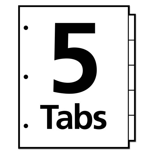 Avery Write And Erase Big Tab Paper Dividers, 5-Tab, 11 X 8.5, White, White Tabs, 1 Set